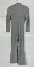 VTG 70s Hang Ups Silver Metallic Lurex Knit Jumpsuit Talon Zip Disco Glam XS