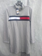 Tommy Hilfiger Dress Womens Large Red Knit Zip Mockneck Pullover Long Sleeve S