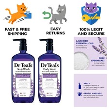 Lavender Epsom Salt Body Wash - Hydrating  Soothing Pack of 2, 24 fl oz Each