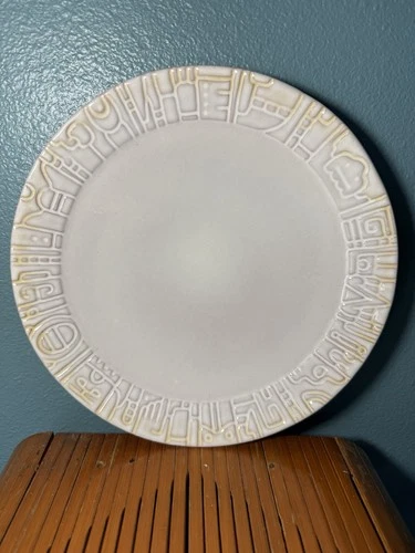 FRANKOMA Pottery Mayan Aztec White Sand 10 1/4" Dinner Plate 7FL Platter Size
