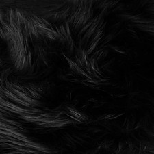 Faux Fake Fur Long Pile Luxury Shaggy/Craft, 20"X20" SQUARE PIECE, Black