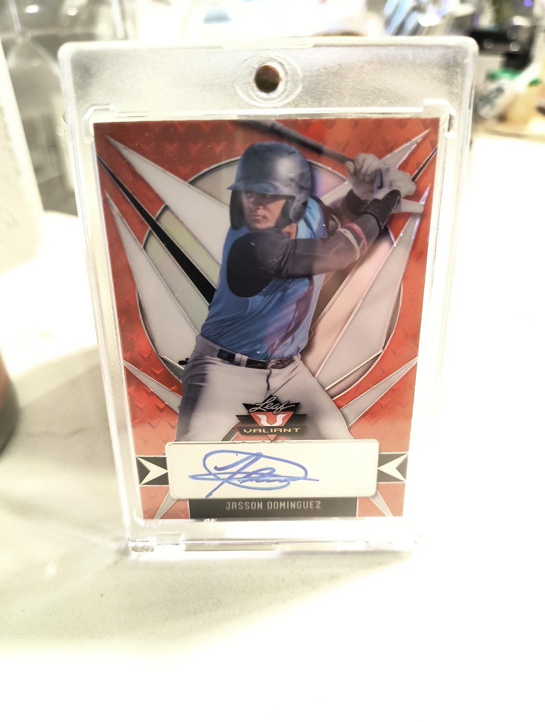 2021 Leaf Trinity Jasson Dominguez #BA-JD1 Platinum /99 (AU, RC)