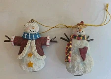 Lot Of 2 VTG Snowman Christmas Holiday Ornaments