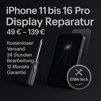 iPhone Display Reparatur 11-16 Pro | 49-139  | 24h Service | 12 Monate Garantie