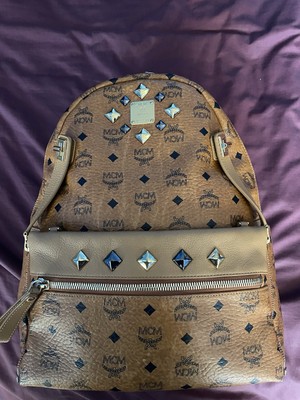 RARE Authentic MCM Backpack DUAL STARK Visetos Cognac Brown Medium 2 In 1