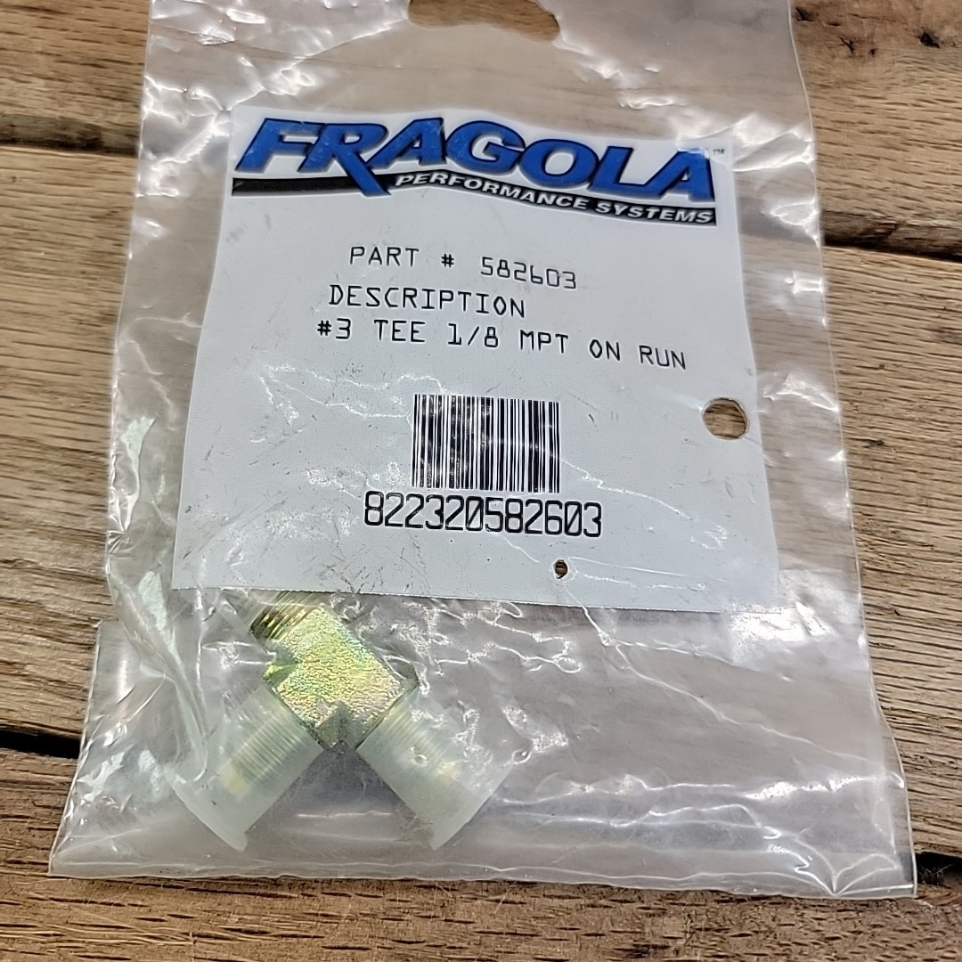 Fragola 582603 3 AN Steel Tee Fitting 1/8 NPT Male On Run IMCA USRA NHRA