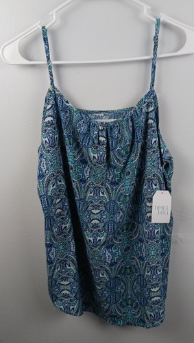 New Time And Tru Shirt Womens S 4-6 Blue Geometric Camisole Tank Top Pullover - Picture 1 of 6