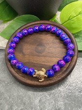 Handmade Beaded Stackable 6.75  Plus Stretch Bracelet New Turtle A2906