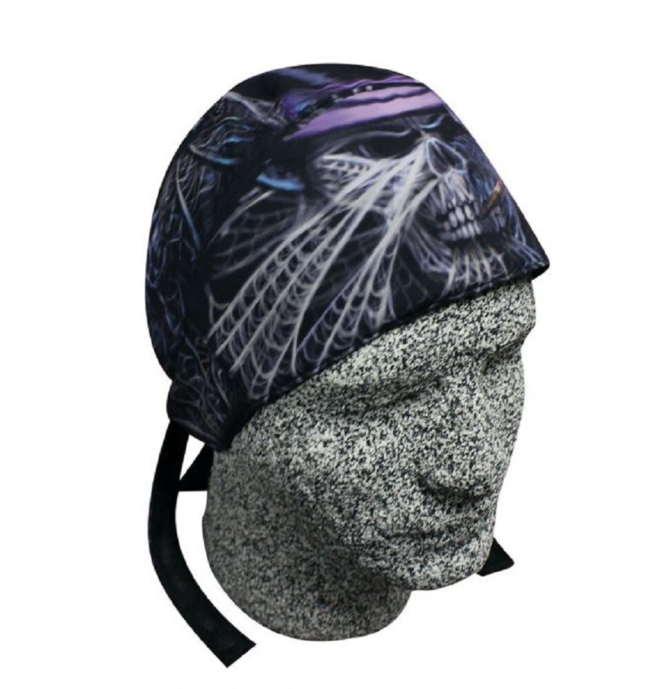 Black Widow Spider Web Skull Platinum Durag Doo Rag Skull Cap Sweatband Biker