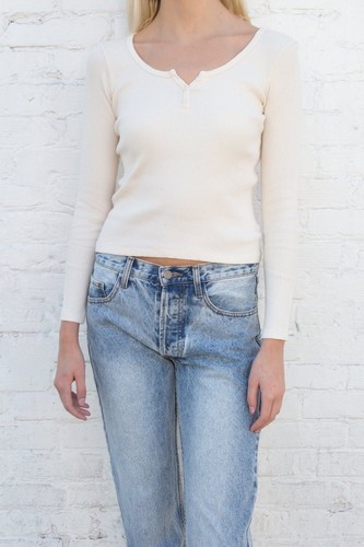 brandy melville cream crop ribbed long 