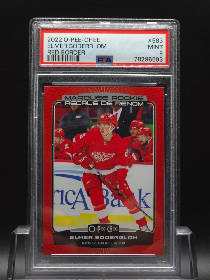 Elmer Soderblom 2022-23 O-Pee-Chee Marquee Rookie Red Border #583 RC PSA 9 - Image 4 of 4