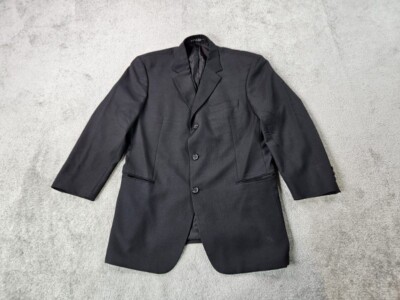Hugo Boss Suit Jacket 44 R Black Wool Einstein US Birdseye 3 Button Sport USA