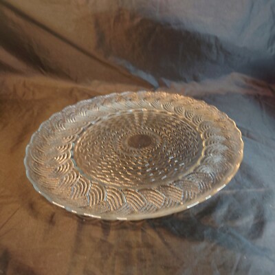 Große Vintage klare geschliffene Glas flache Schüssel Schale Servierplatte sehr guter Zustand