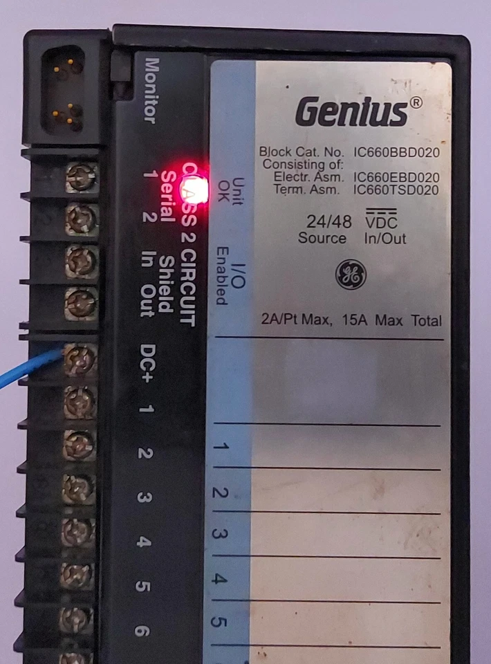 Genius IC660TSD020L Terminal Module 24/48VDC Source Block - Image 3 of 4