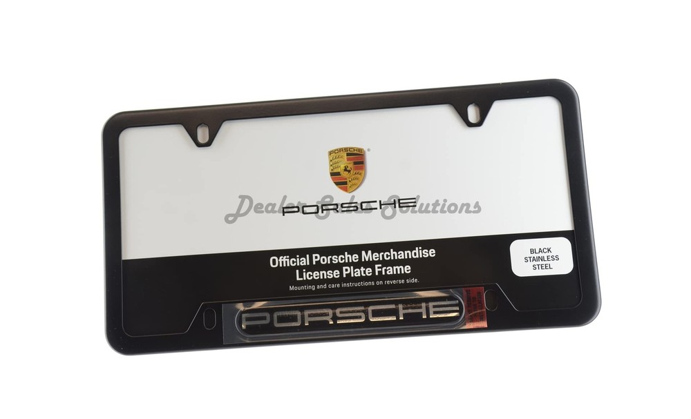 Porsche OEM Matte Black Stainless Steel Nameplate License Frame