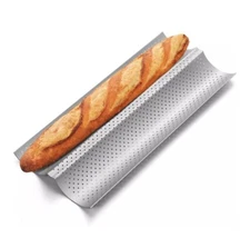 Baguette Bread Pan, Premium Nonstick Perforated French Bread Baking Pan, 2 Loave