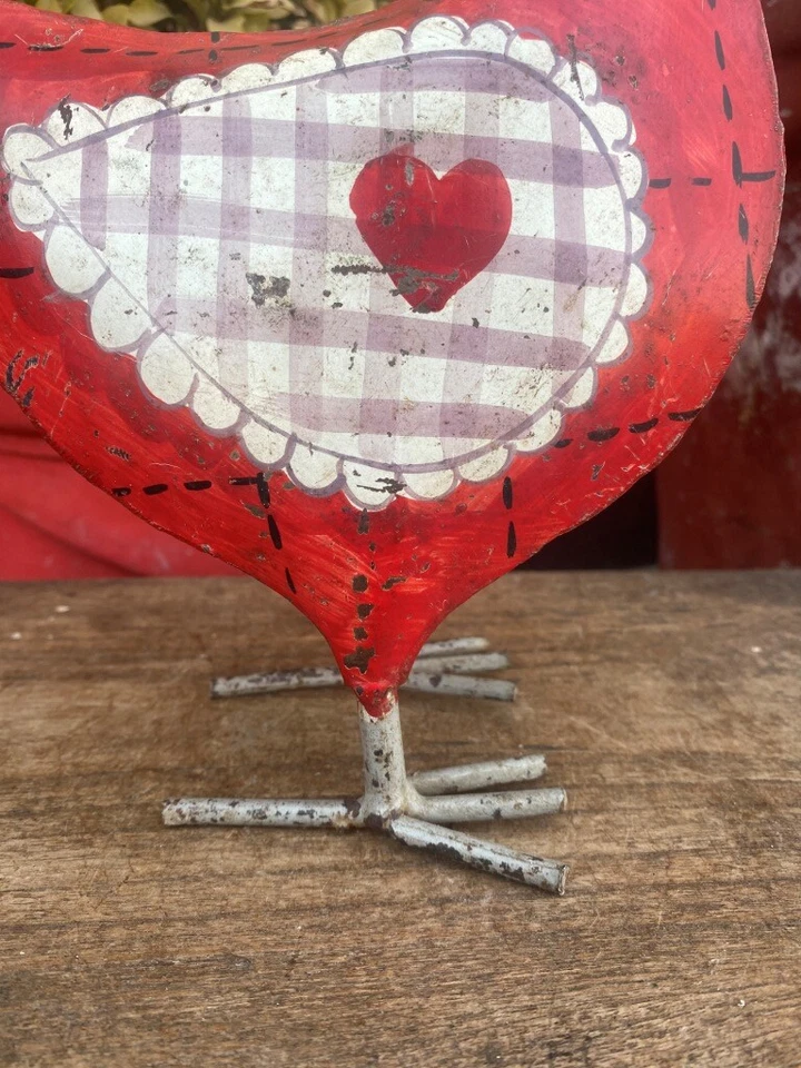 旧金属手工制作彩绘花园装饰公鸡雕像家居装饰 — 第 4/4 张图片