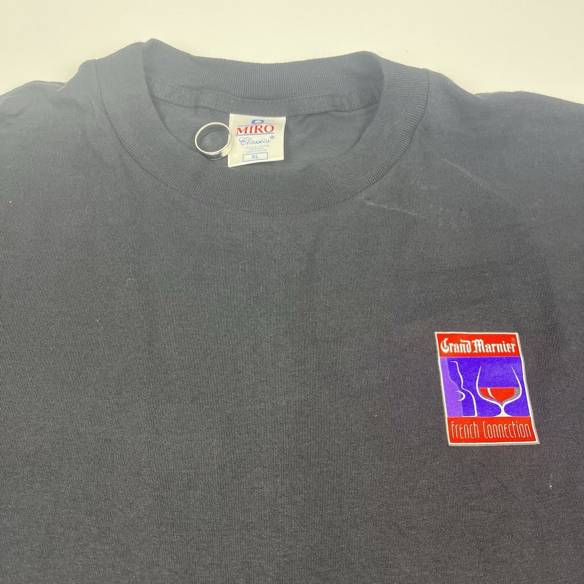 Vintage 90s Grand Marnier Cognac Alcohol Promo Tee Black Shirt 