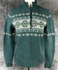Woolrich Women's Green Fair Isle Lambswool Sweater sz M 14897