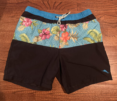 Tommy Bahama Relax Mens Large Swim Trunk Shorts Floral Black