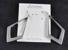 Acomo Sterling Silver 925 Diamond Dangles Earrings Ear Wires Handcrafted Artisan