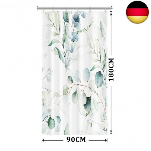 Duschvorhang Schmal Grün, Uiiooazy Duschvorhang Eukalyptus Blätter Aquarell B - Bild 7 von 7