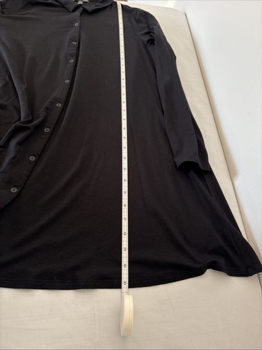 Eileen Fisher Top Damen Gr. M schwarz Kragen Knopfleiste L/S Tunika Capsule klassisch - Bild 12 von 17