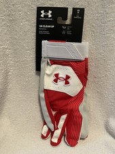 Under Armour Clean Up Batting Gloves Mens Large Red/White New With Tag