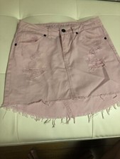 Vanilla Star Jean Skirt Pink Distressed