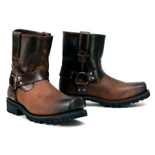 Milwaukee Leather 9008 Mens Two-Tone Full Grain Leather Pull-On Motorcycle Boots