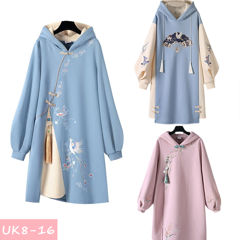 送料/関税込 ●SHALOM● 24FW HOODY DRESS Women Japanese Pullover Hoodie Sweatshirt Dress Cute