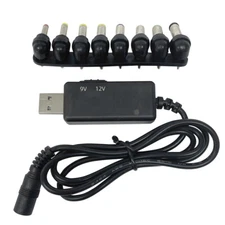 USB to 9V 12V Adapter Step Up Converter Power Boost Cable LED Display + 8 Tips