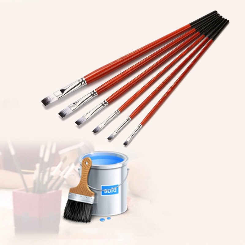 6 Pcs Acrylic Oil Paint Brush Set for All Purpose Oil Watercolor