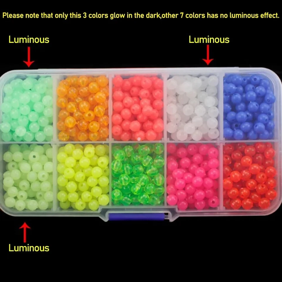 1000 cuentas de pesca de 5 mm cuentas surtidas flotador redondo brillo plataforma de pesca cuentas huevos Foto 2 de 4