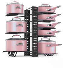 Adjustable 8-Tier Pots and Pans Organizer Rack Pots Holder for Kitchen Cabinet