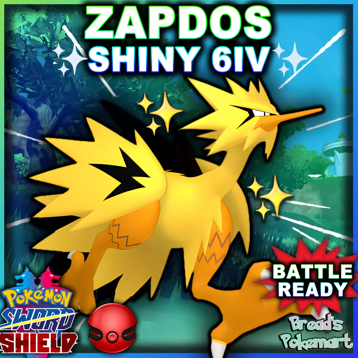 Galarian Zapdos Shiny 6IVs Galar Event - Pokemon Sword & Shield