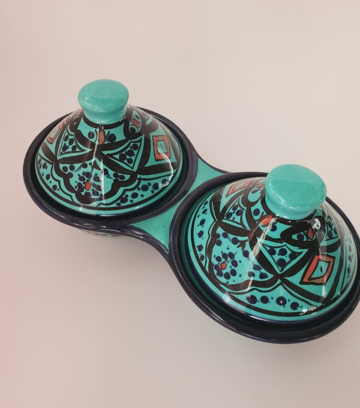 Pottery Barn Kasara Salt & Pepper Cellar with Lids Jade Green Mosaic