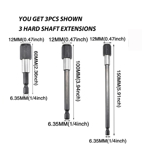 Right Angle Drill Adapter Flexible EXTENSION Bits 1/4" Hex Shank Hard Extensions - Picture 26 of 27