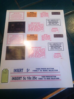 WURLITZER 3020 3025  and SEEBURG   JUKEBOX  WALLBOX  DECAL LOT
