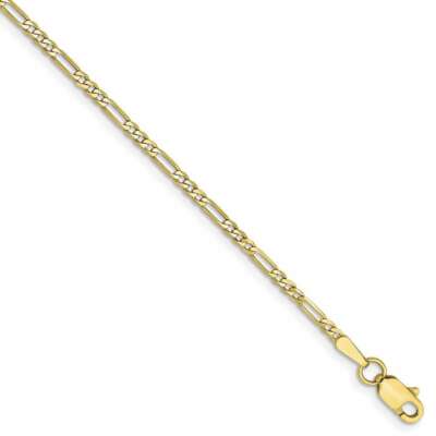 Flaches Figarokettenarmband 7 Zoll 10 K Gelbgold 1,75 mm