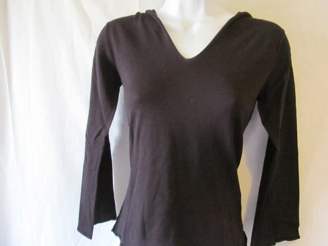 Nuevo Top con Capucha Lily McNeal 100% Algodón Negro Súper Suave Talla Pequeña Foto 2 de 4