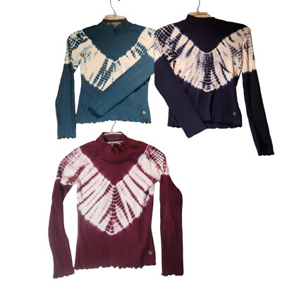 Justice for Girls Tie-dye Long Sleeve Shirts Lot Of  3~Size 12