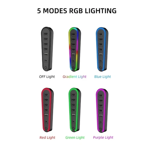 6-Port Dock Expansion Adapter for P5 Professional/Slim LED Light Charging Hub