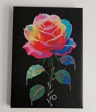 Rainbow Rose Stem Diamond Canvas - Finished