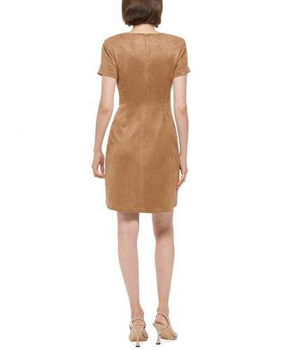 New $134 Calvin Klein Women's Short Short Sleeve Round Neck Sheath Dress A4312 - Picture 2 of 18