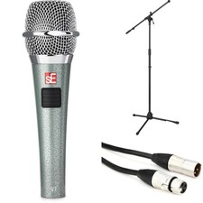 sE Electronics V7 PTT Dynamic Microphone with Stand and Cable - Vintage Hammered