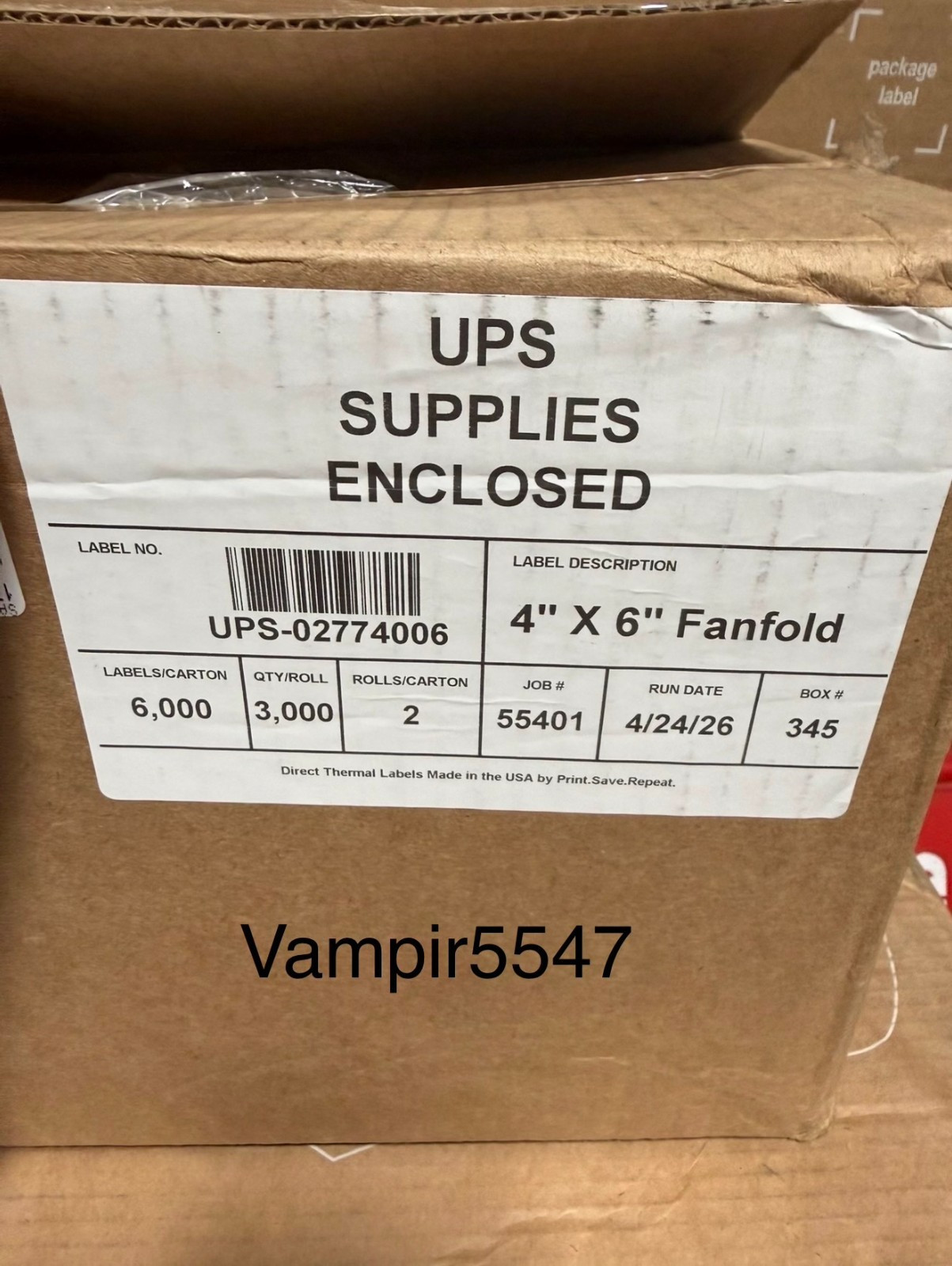 6000 Blank 4 x 6 Direct Thermal Fanfold Peel & Stick UPS Shipping Labels Bulk!!!