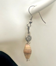 Vintage 90s Silver Tone Dangle Earrings Rolled Paper Beaded Women's Jewelry