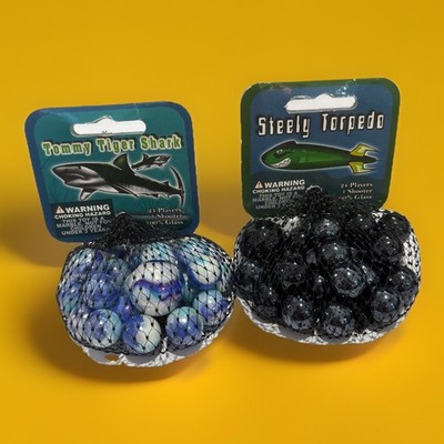  STEELY TORPEDO  &  TOMMY TIGER SHARK  Marble Lot by GRUPO 100% Glass