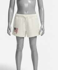 Polo Ralph Lauren Girls White Flag-Appliqu  French Terry Shorts Size 6